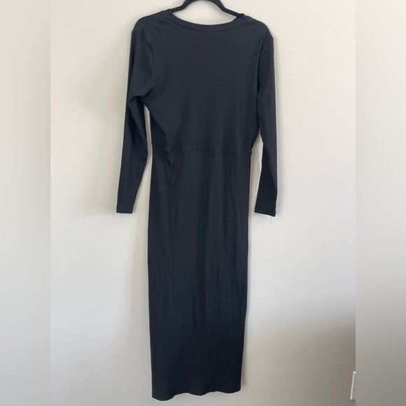 J. Brooks Womens Dress Size XL Black High Split Bodycon Ribbed Maxi - Picture 5 of 12